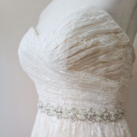 Anthropologie BHLDN Whispers + Echos Freesia lace strapless wedding gown - Picture 6 of 16